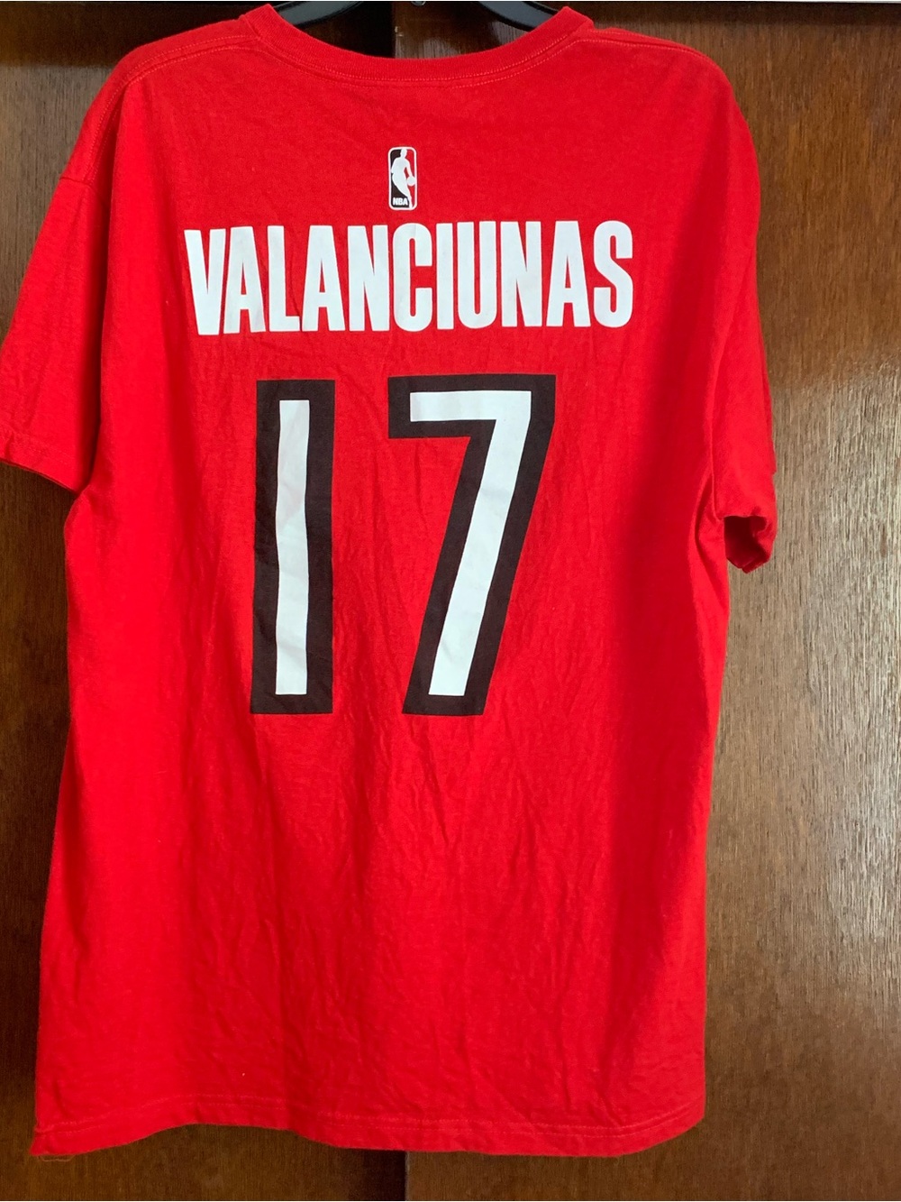 NBA Valančiūnas #17 Red and White Team Tee
